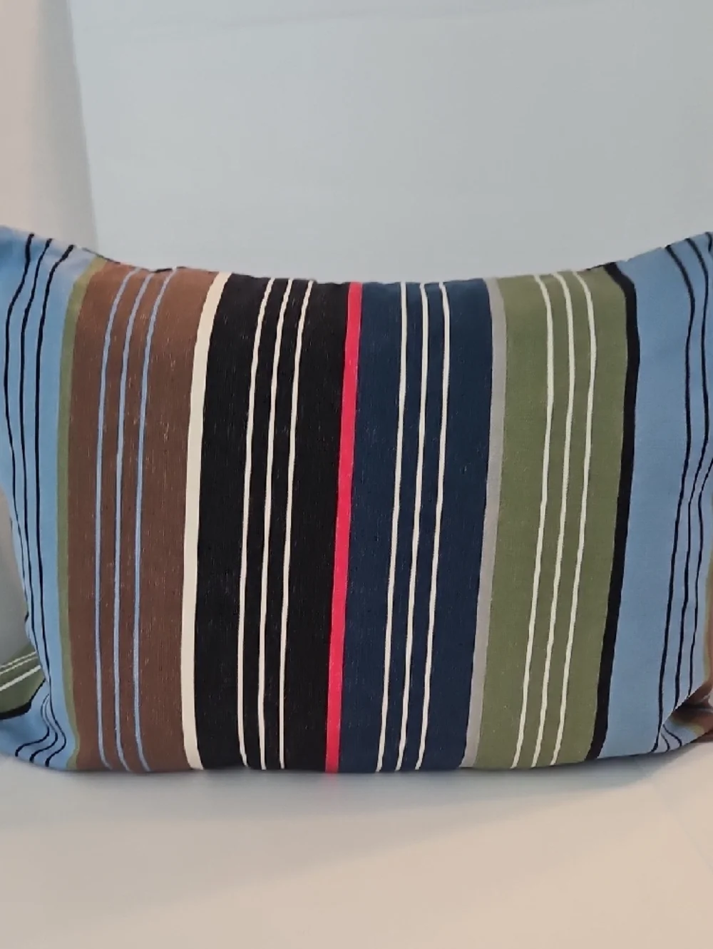 Pottery Barn Teen North Shore Blue Olive Green Striped Standard Pillow Sham Set